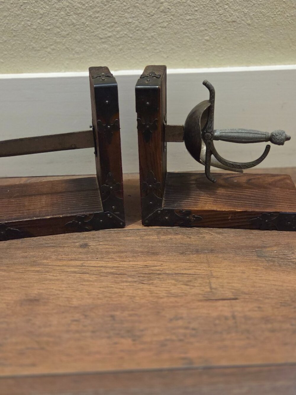 Vintage Spanish Revival Style Medieval Sword Bookends